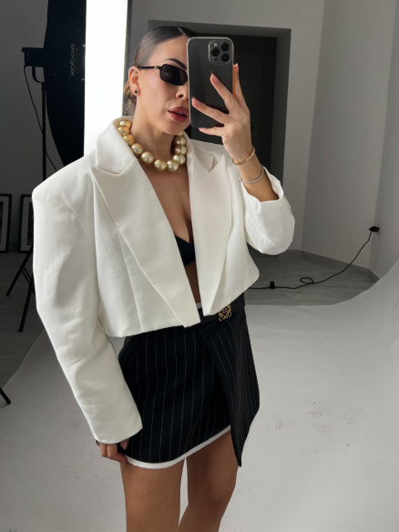 Blazer Céline Crop Bianco