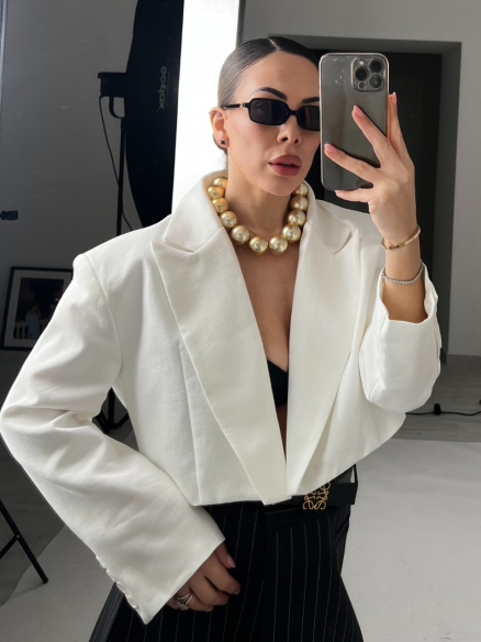 Blazer Céline Crop Bianco