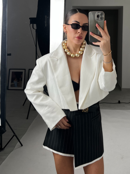 Blazer Céline Crop Bianco