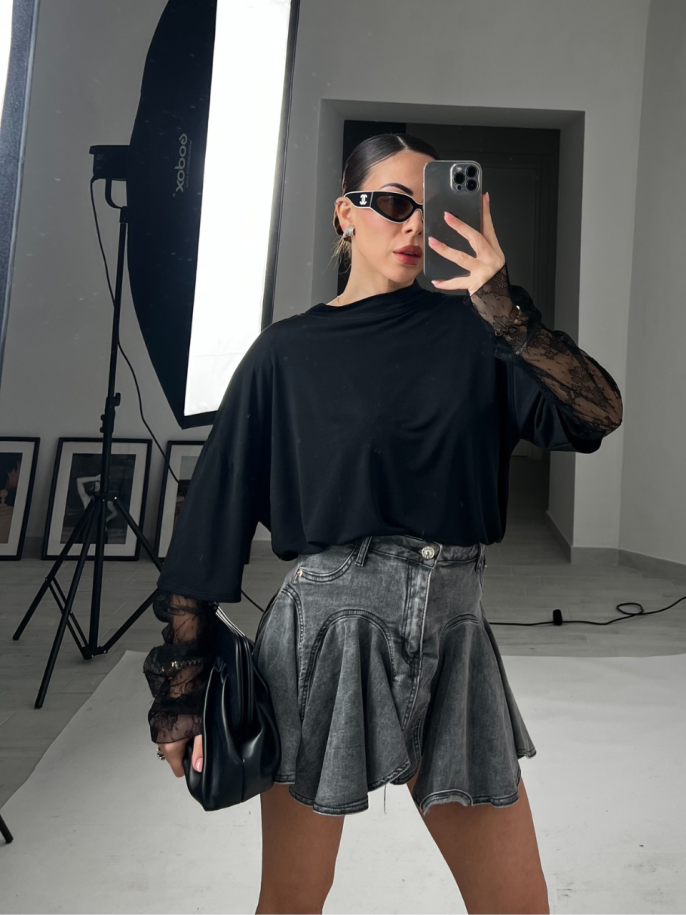 Skirt Isla denim grigia