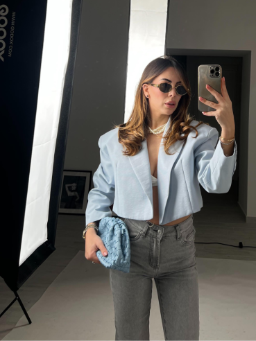 Blazer Céline Crop Cielo