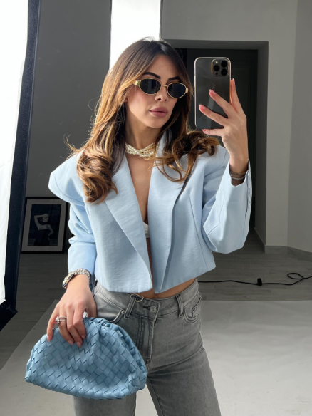 Blazer Céline Crop Cielo