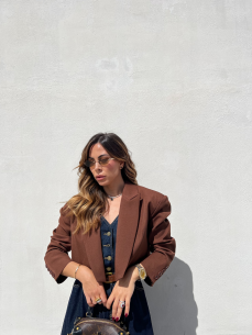 Blazer Céline crop marrone 2