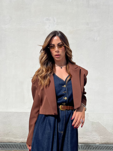 Blazer Céline crop marrone