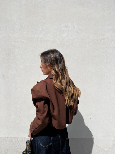 Blazer Céline crop marrone