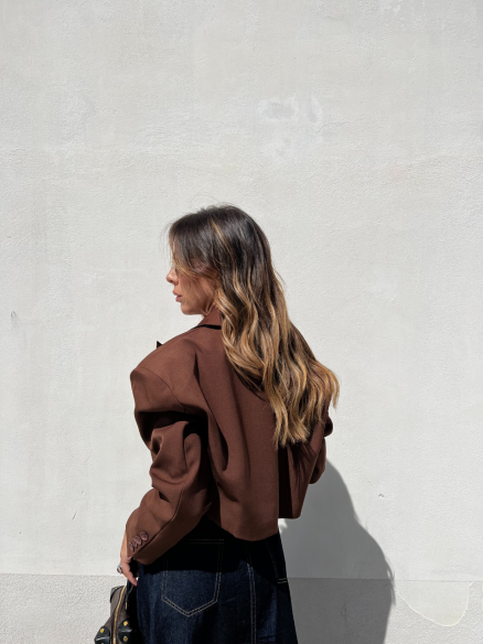 Blazer Céline crop marrone Blazer Céline crop marrone