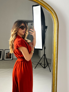 Jumpsuit Silvia mattone fusciacca 2