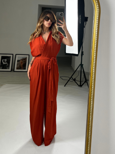 Jumpsuit Silvia mattone fusciacca