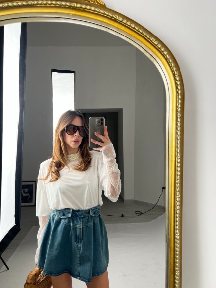 T-shirt Frida pizzo bianca