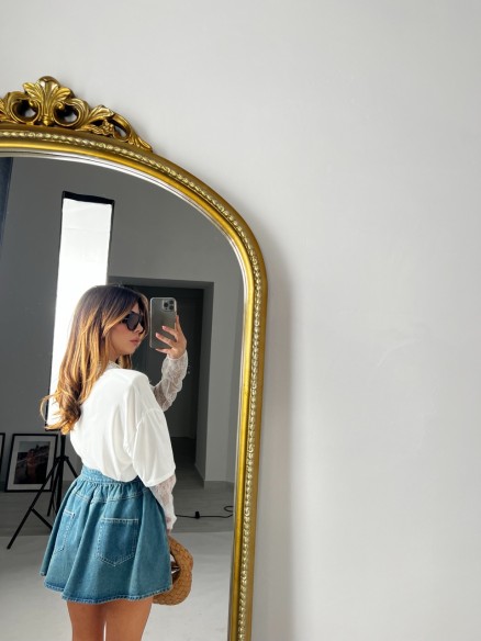 T-shirt Frida pizzo bianca