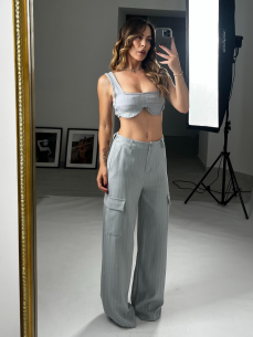 Set Sonia gessato grigio