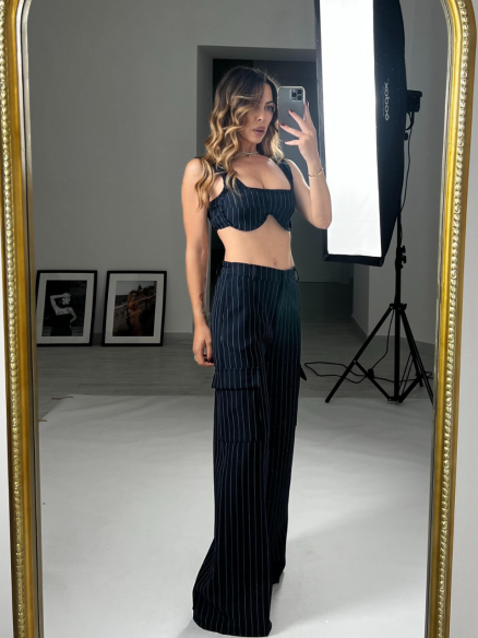 Set Sonia gessato blu