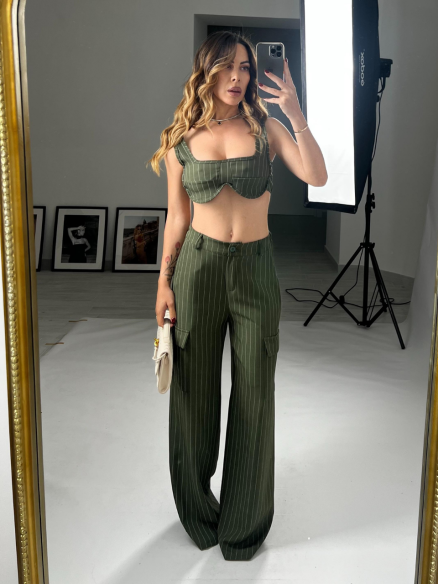 Set Sonia gessato verde