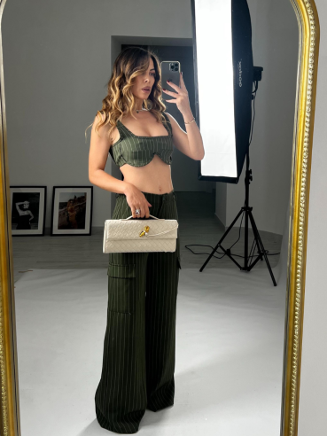 Set Sonia gessato verde