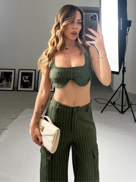 Set Sonia gessato verde