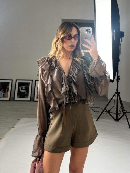 Camicia Ester rouches fango