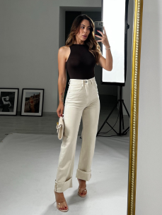 Jeans panna piegone