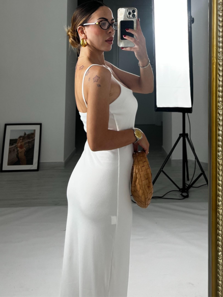 Midi Dress costine Alina bianco Midi Dress costine Alina bianco