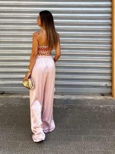 Pantalone satin rosa