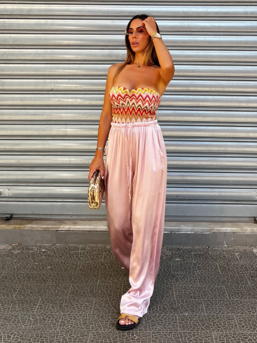 Pantalone satin rosa