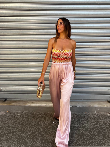 Pantalone satin rosa