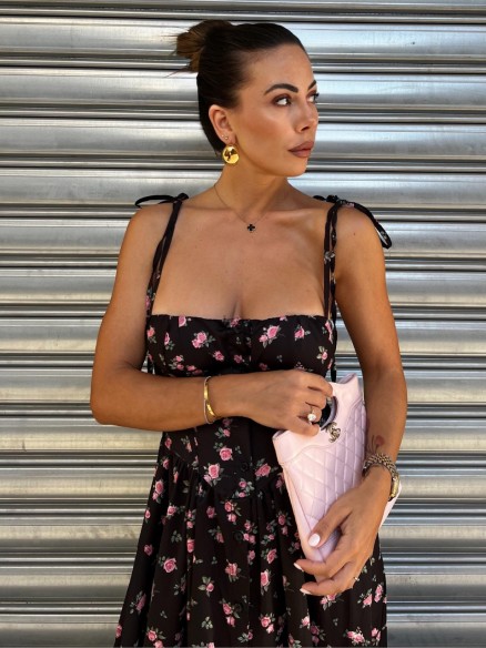 Midi Dress Praya rose nero Midi Dress Praya rose nero
