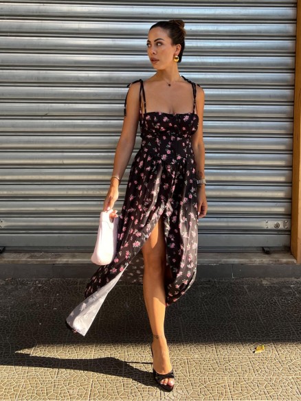 Midi Dress Praya rose nero Midi Dress Praya rose nero