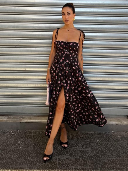 Midi Dress Praya rose nero Midi Dress Praya rose nero