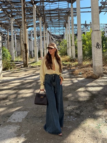 Denim sabbiato wide leg Aya 2262