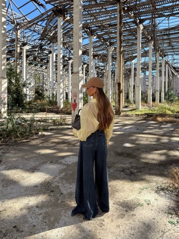 Denim sabbiato wide leg Aya 2262