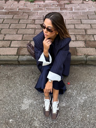 Blazer Gisella gessato blu