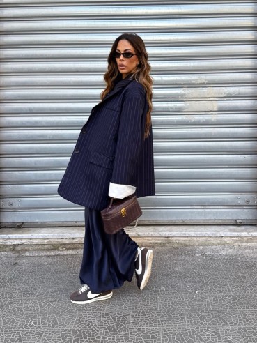 Blazer Gisella gessato blu