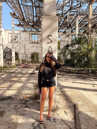 Shorts Lea suede nero