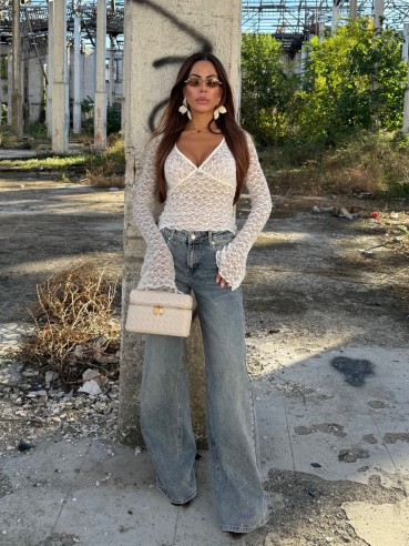 T-shirt pizzo bianca