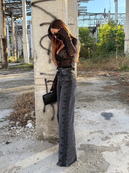 Denim pizzo e strass 5056 Denim pizzo e strass 5056