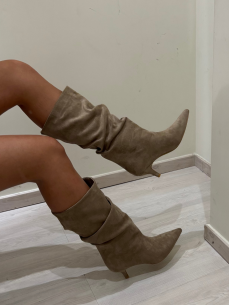 Stivali suede beige bassi 2