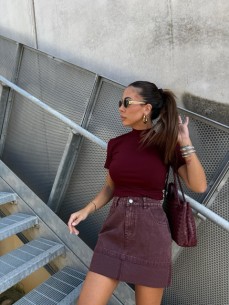 Mini denim Aisha bordeaux