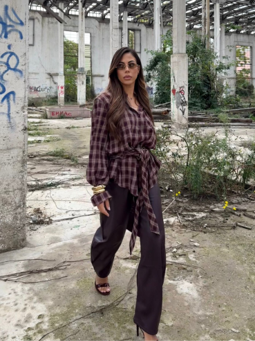 Camicia scozzese bordeaux