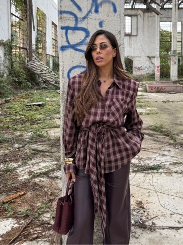 Camicia scozzese bordeaux