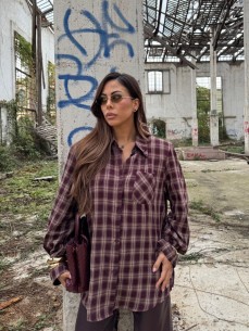 Camicia scozzese bordeaux