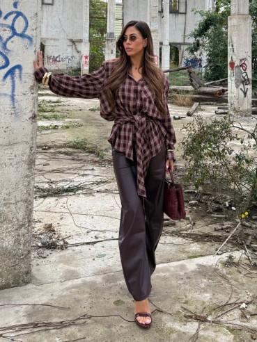Camicia scozzese bordeaux
