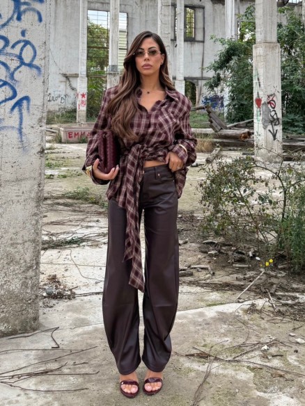 Panta ecopelle Kira bordeaux