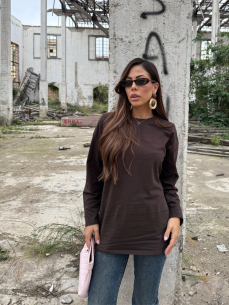 T-shirt spallina manica lunga choco