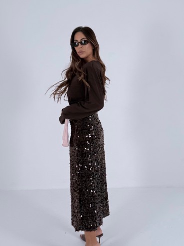 Gonna longuette paillettes