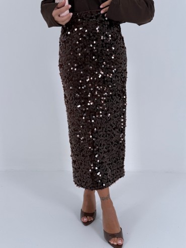 Gonna longuette paillettes