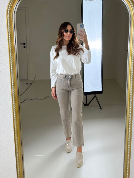 Denim 7/8 gamba dritta sabbiato chiaro