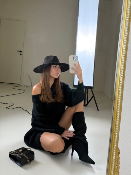 Stivale in suede nero