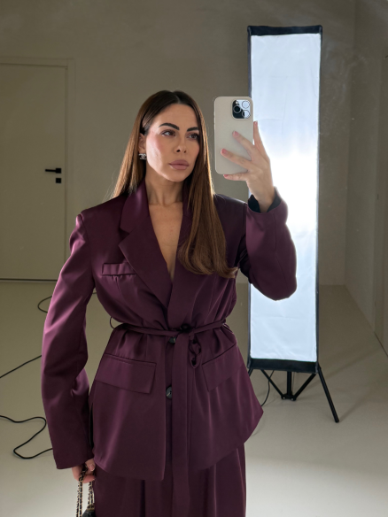 Tailleur satin Vienna bordeaux