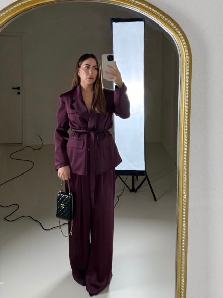 Tailleur satin Vienna bordeaux