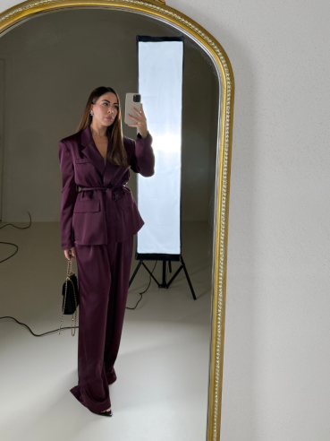 Tailleur satin Vienna bordeaux